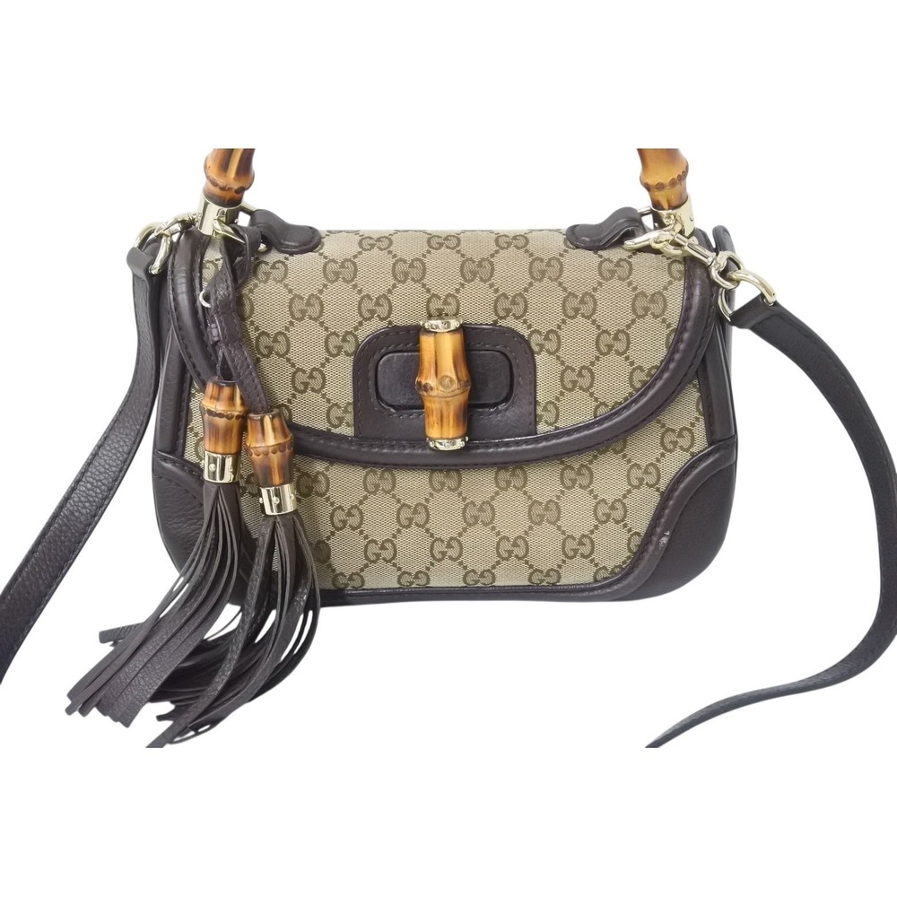 Gucci Tan Supreme GG Bamboo Brown Handbag Beige Canvas